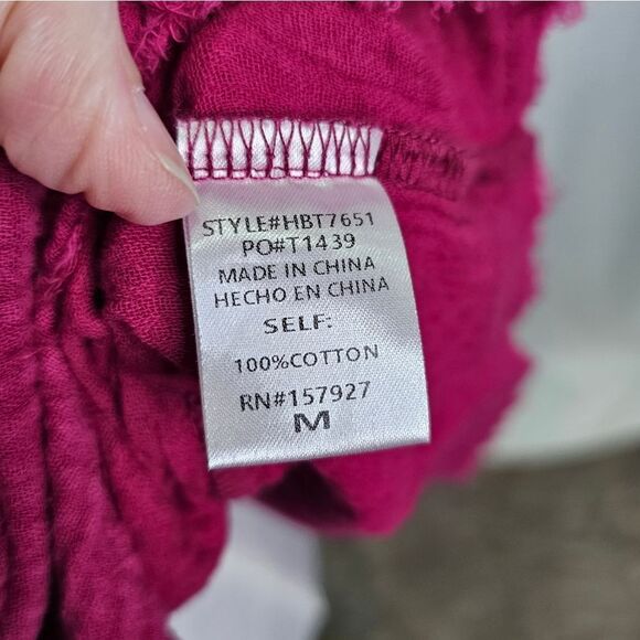 LA MIEL Pink Gauze Henley The Molly Top Size Medium - Picture 7 of 10